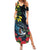 New Zealand Tui Bird Summer Maxi Dress Maori Koru Mix Pohutukawa