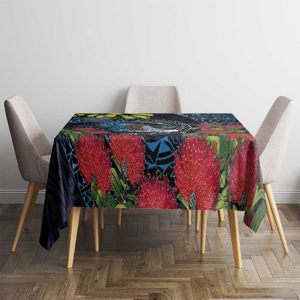 New Zealand Tui Bird Tablecloth Maori Koru Mix Pohutukawa DT04 - Polynesian Pride