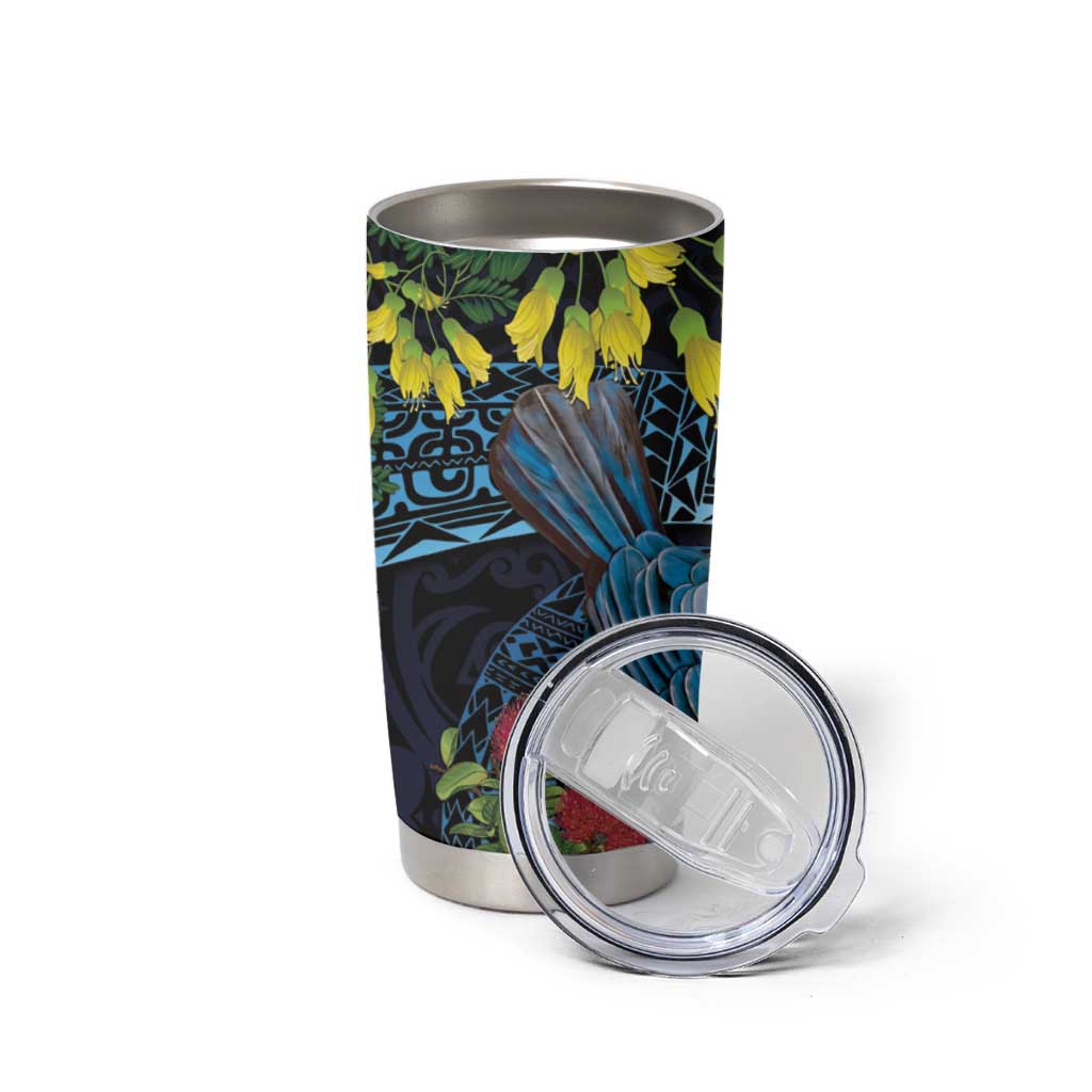 New Zealand Tui Bird Tumbler Cup Maori Koru Mix Pohutukawa