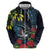 New Zealand Tui Bird Zip Hoodie Maori Koru Mix Pohutukawa