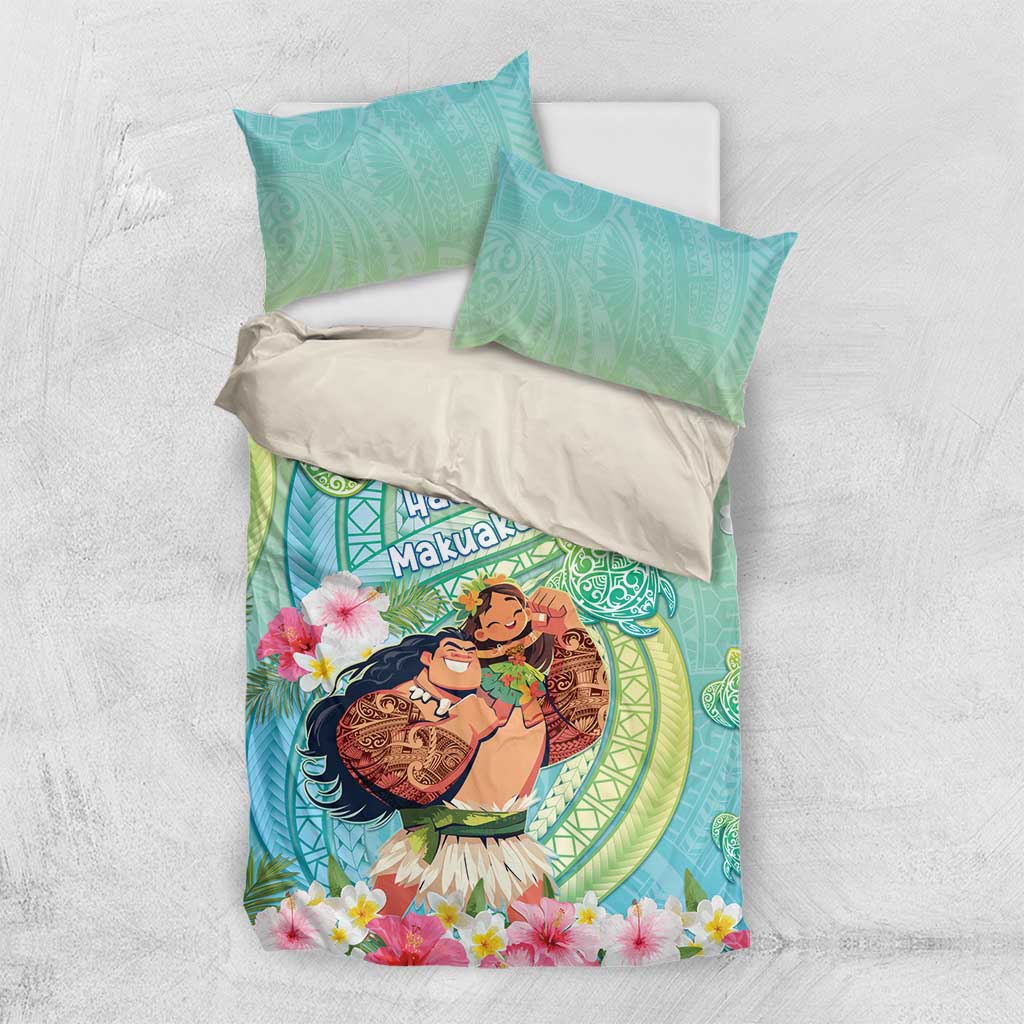 Hawaii Father's Day Bedding Set Happy Father And Child DT04 US Twin 172cm x 218cm Green - Polynesian Pride