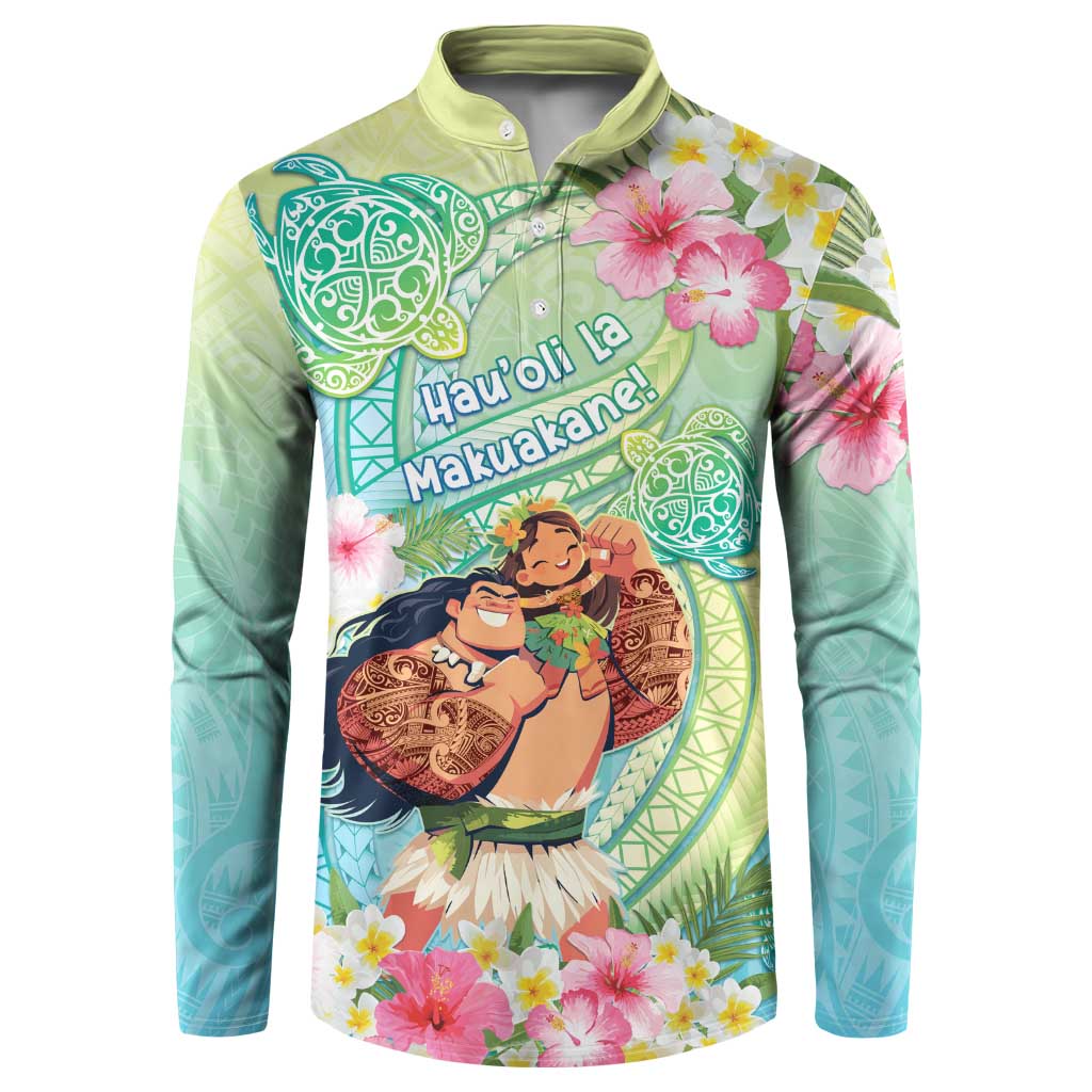 Personalised Hawaii Father's Day Button Sweatshirt Happy Father And Child DT04 Green - Polynesian Pride