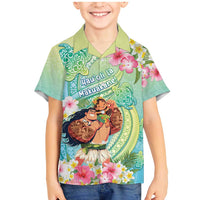 Personalised Hawaii Father's Day Family Matching Mermaid Dress and Hawaiian Shirt Happy Father And Child