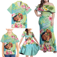 Personalised Hawaii Father's Day Family Matching Off Shoulder Maxi Dress and Hawaiian Shirt Happy Father And Child