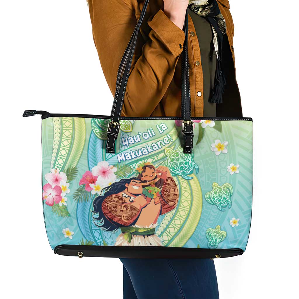 Hawaii Father's Day Leather Tote Bag Happy Father And Child DT04 - Polynesian Pride
