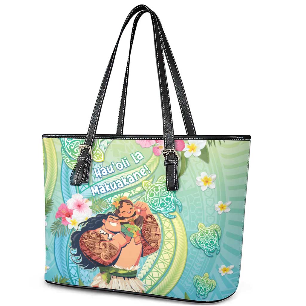 Hawaii Father's Day Leather Tote Bag Happy Father And Child DT04 - Polynesian Pride