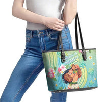 Hawaii Father's Day Leather Tote Bag Happy Father And Child DT04 - Polynesian Pride