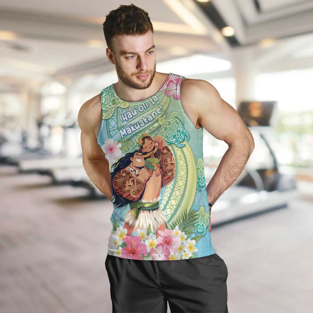 Personalised Hawaii Father's Day Men Tank Top Happy Father And Child DT04 Green - Polynesian Pride