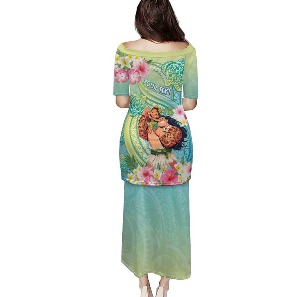 Personalised Hawaii Father's Day Puletasi Happy Father And Child