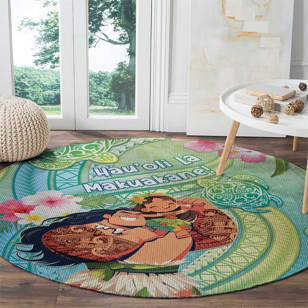 Hawaii Father's Day Round Carpet Happy Father And Child