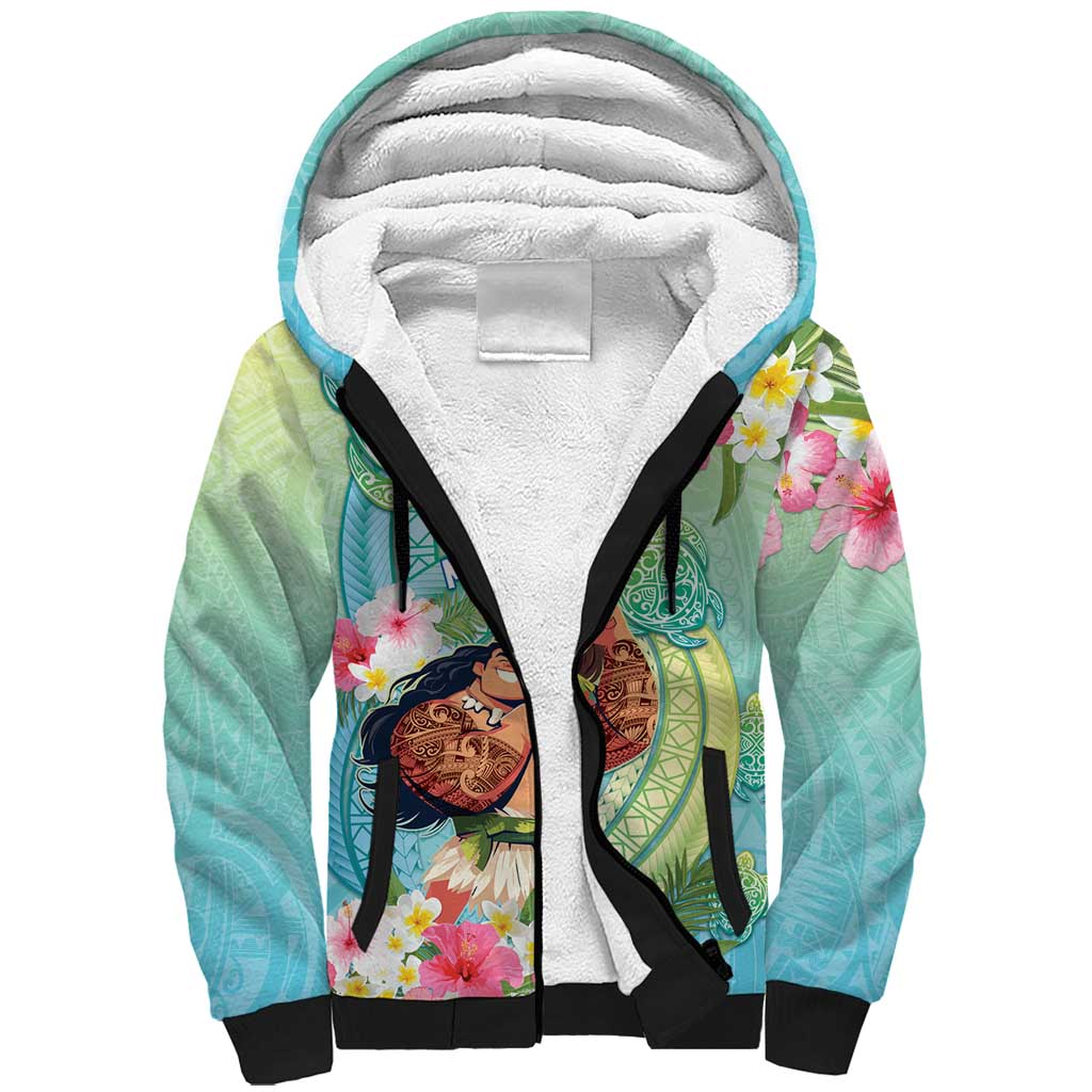 Personalised Hawaii Father's Day Sherpa Hoodie Happy Father And Child DT04 Unisex Green - Polynesian Pride