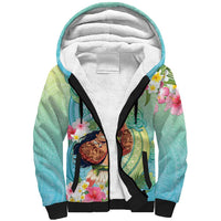 Personalised Hawaii Father's Day Sherpa Hoodie Happy Father And Child DT04 Unisex Green - Polynesian Pride
