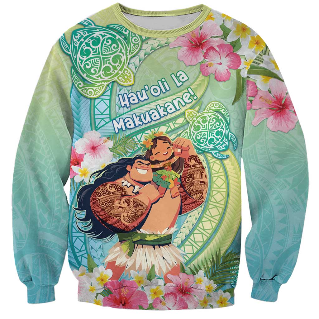 Personalised Hawaii Father's Day Sweatshirt Happy Father And Child DT04 Unisex Green - Polynesian Pride