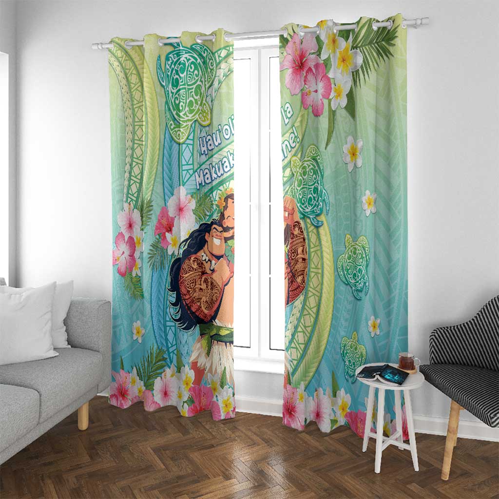 Hawaii Father's Day Window Curtain Happy Father And Child DT04 With Grommets Green - Polynesian Pride
