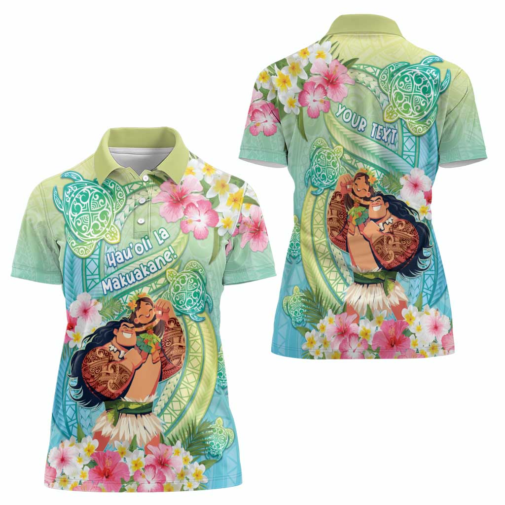 Personalised Hawaii Father's Day Women Polo Shirt Happy Father And Child