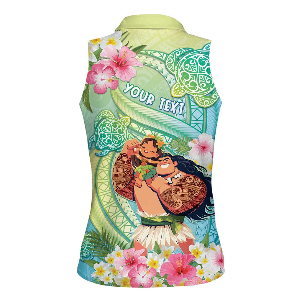 Personalised Hawaii Father's Day Women Sleeveless Polo Shirt Happy Father And Child