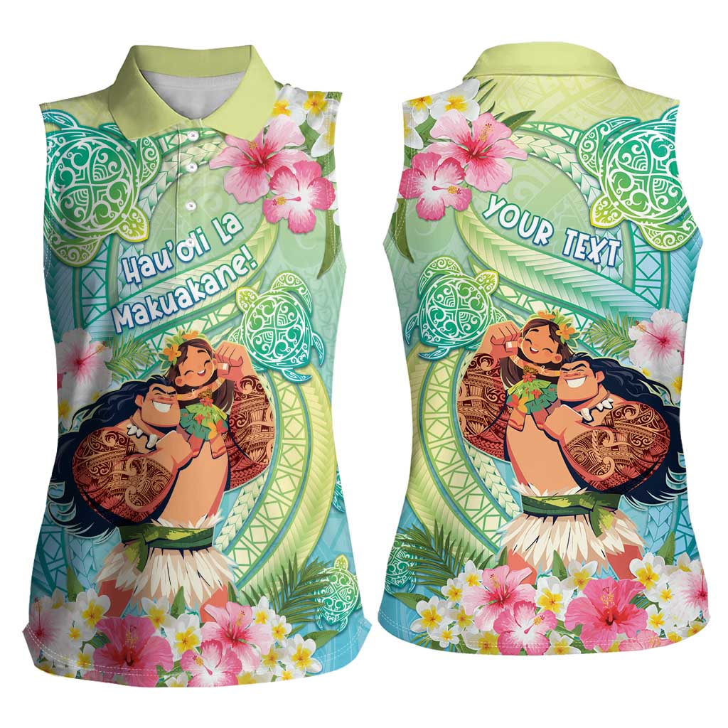 Personalised Hawaii Father's Day Women Sleeveless Polo Shirt Happy Father And Child