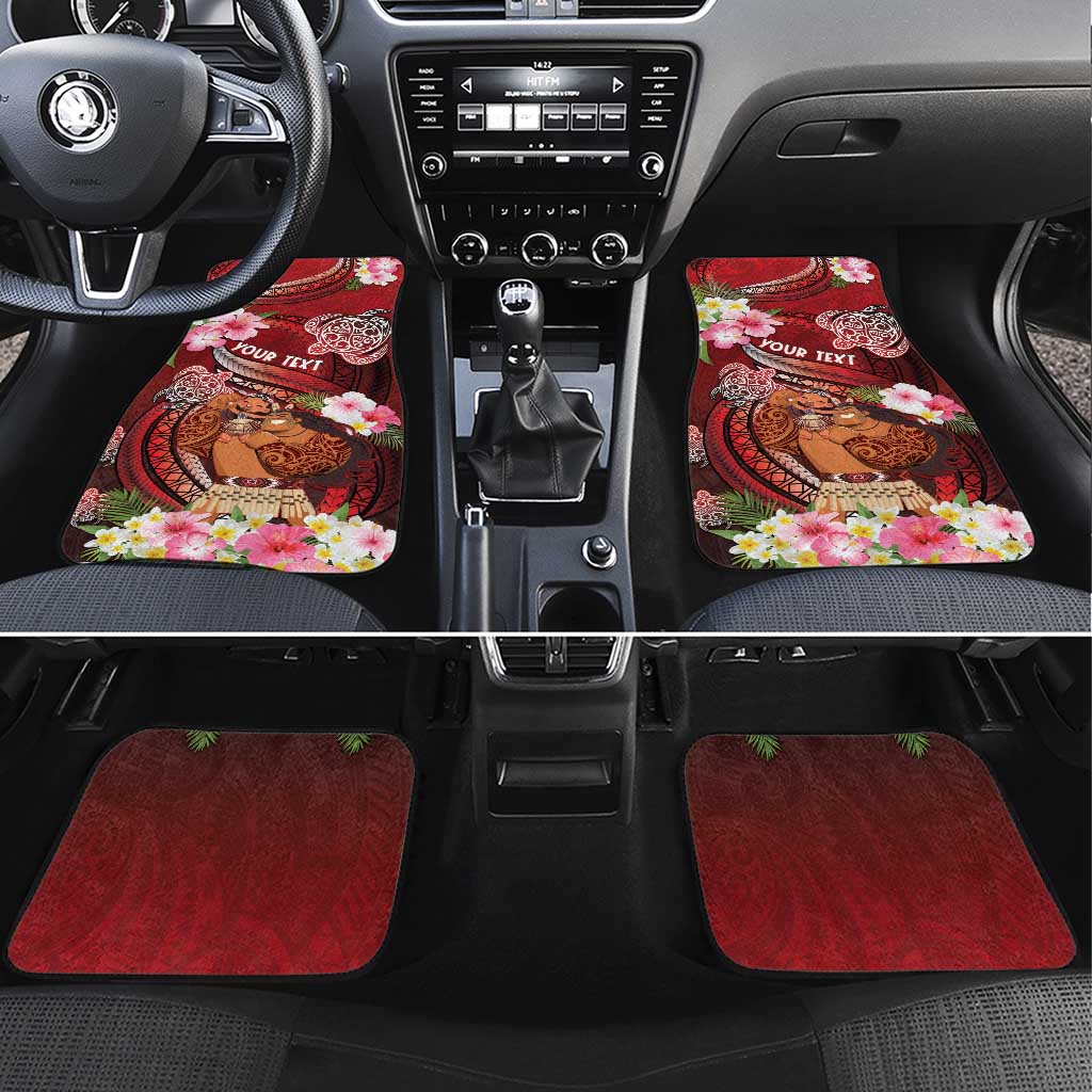 New Zealand Father's Day Car Mats Happy Father And Child DT04 Set 4pcs Red - Polynesian Pride