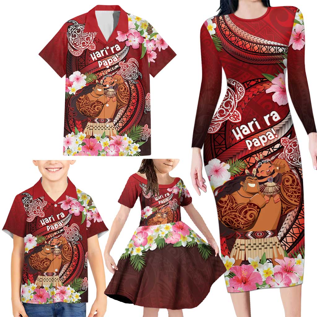 Personalised New Zealand Father's Day Family Matching Long Sleeve Bodycon Dress and Hawaiian Shirt Happy Father And Child