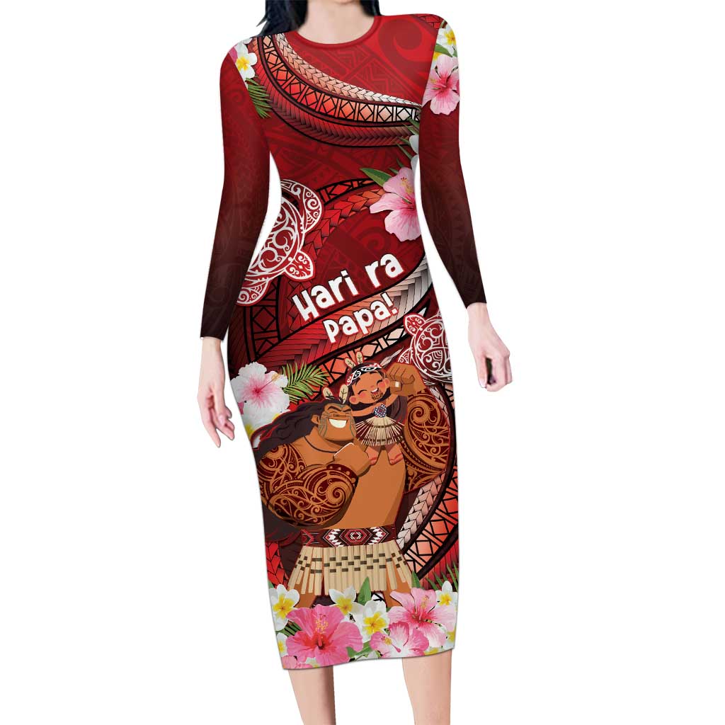 Personalised New Zealand Father's Day Family Matching Long Sleeve Bodycon Dress and Hawaiian Shirt Happy Father And Child