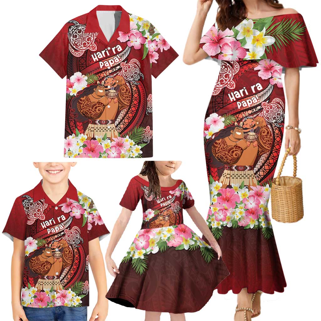 Personalised New Zealand Father's Day Family Matching Mermaid Dress and Hawaiian Shirt Happy Father And Child