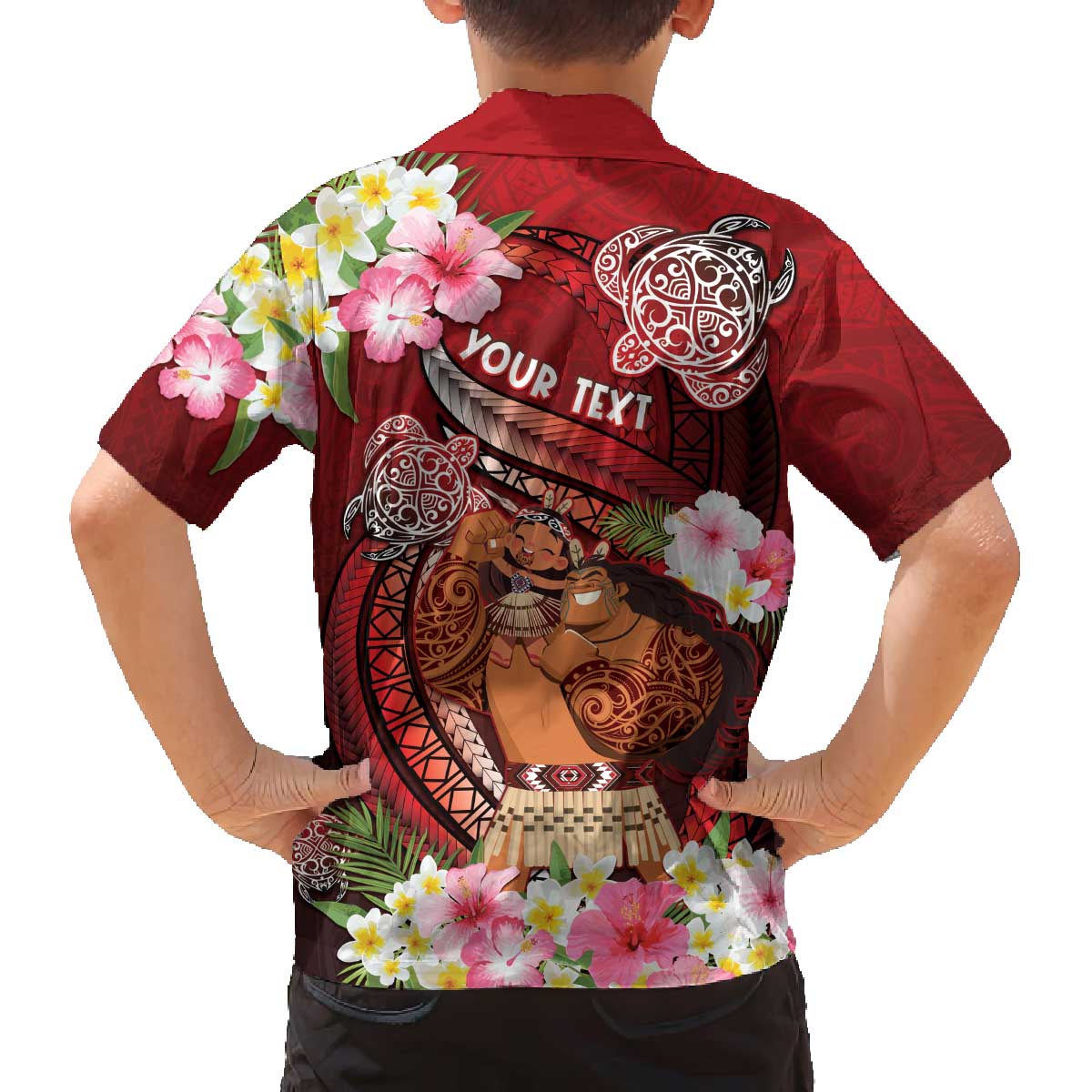 Personalised New Zealand Father's Day Family Matching Off The Shoulder Long Sleeve Dress and Hawaiian Shirt Happy Father And Child