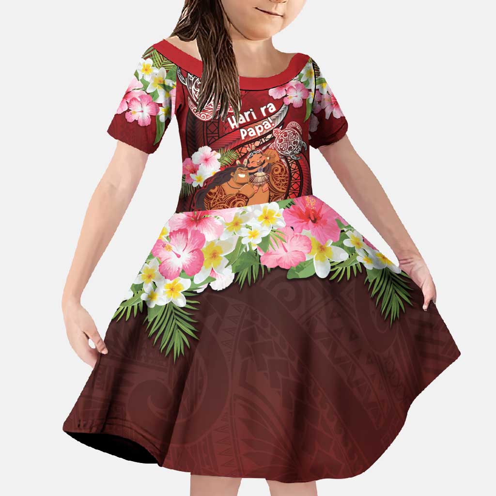 Personalised New Zealand Father's Day Family Matching Off Shoulder Maxi Dress and Hawaiian Shirt Happy Father And Child