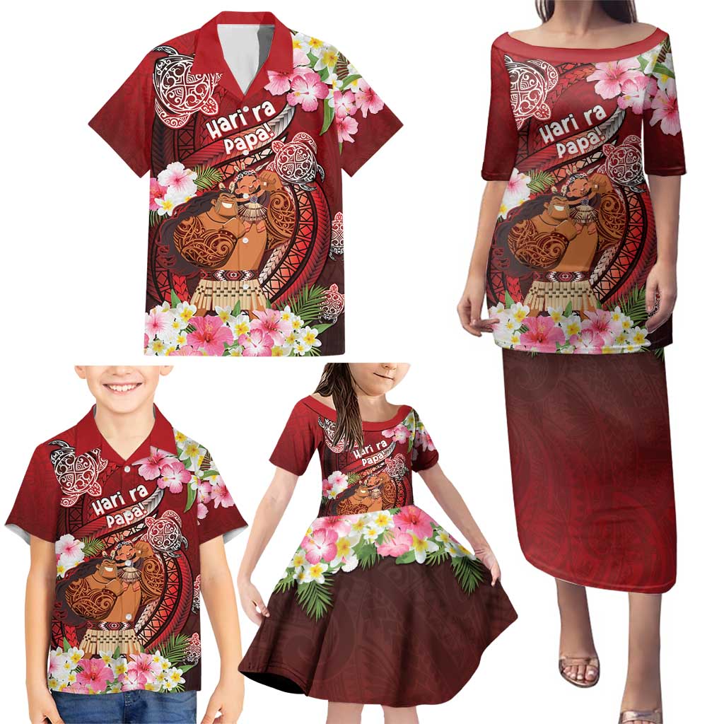 Personalised New Zealand Father's Day Family Matching Puletasi and Hawaiian Shirt Happy Father And Child