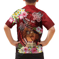 Personalised New Zealand Father's Day Family Matching Short Sleeve Bodycon Dress and Hawaiian Shirt Happy Father And Child