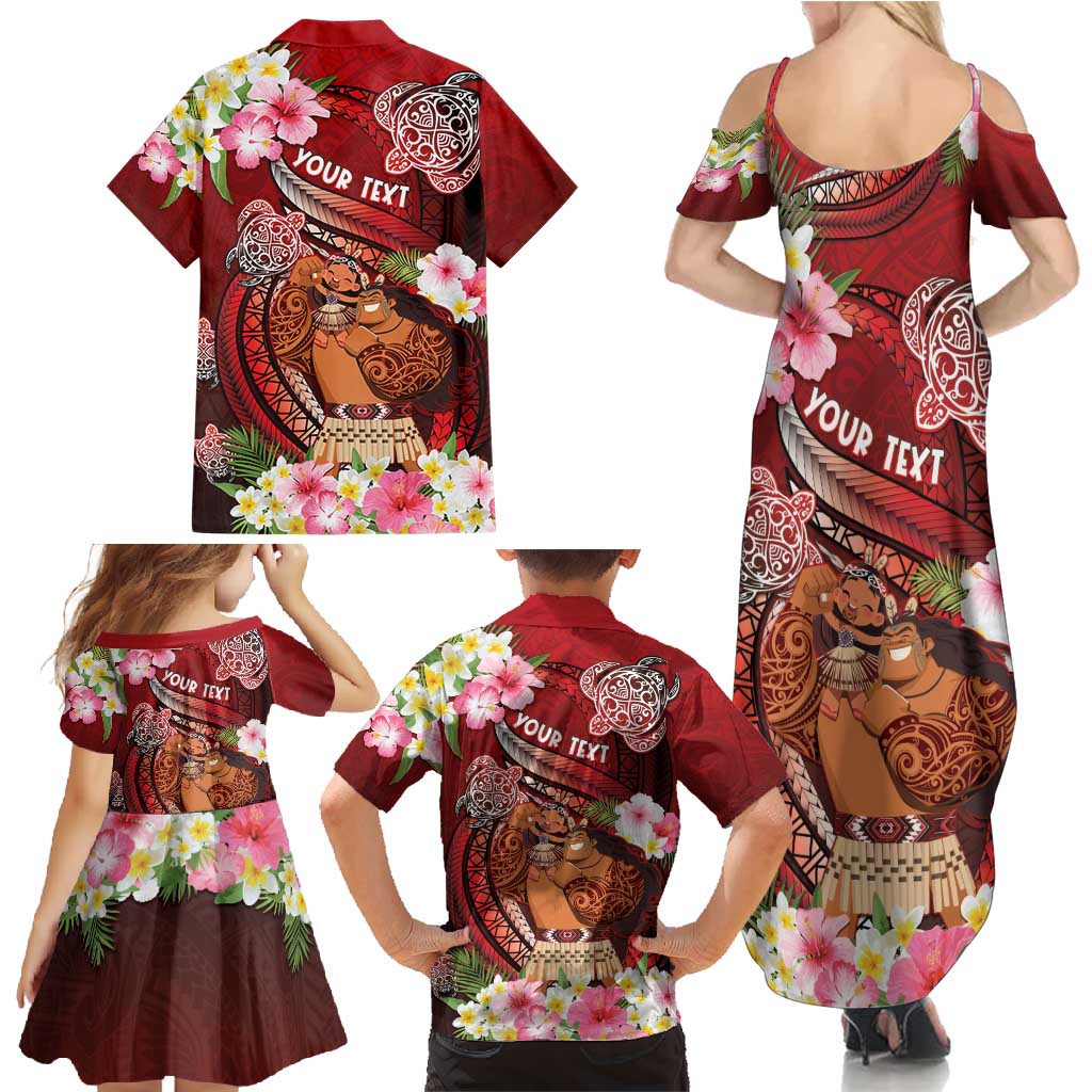Personalised New Zealand Father's Day Family Matching Summer Maxi Dress and Hawaiian Shirt Happy Father And Child