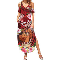 Personalised New Zealand Father's Day Family Matching Summer Maxi Dress and Hawaiian Shirt Happy Father And Child