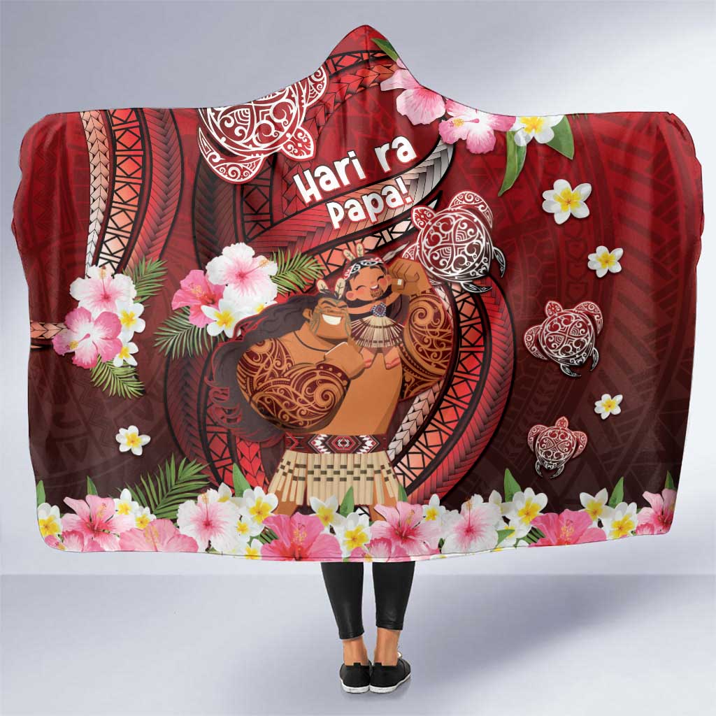 New Zealand Father's Day Hooded Blanket Happy Father And Child DT04 One Size Red - Polynesian Pride