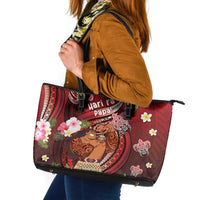 New Zealand Father's Day Leather Tote Bag Happy Father And Child DT04 Red - Polynesian Pride