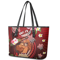 New Zealand Father's Day Leather Tote Bag Happy Father And Child DT04 - Polynesian Pride