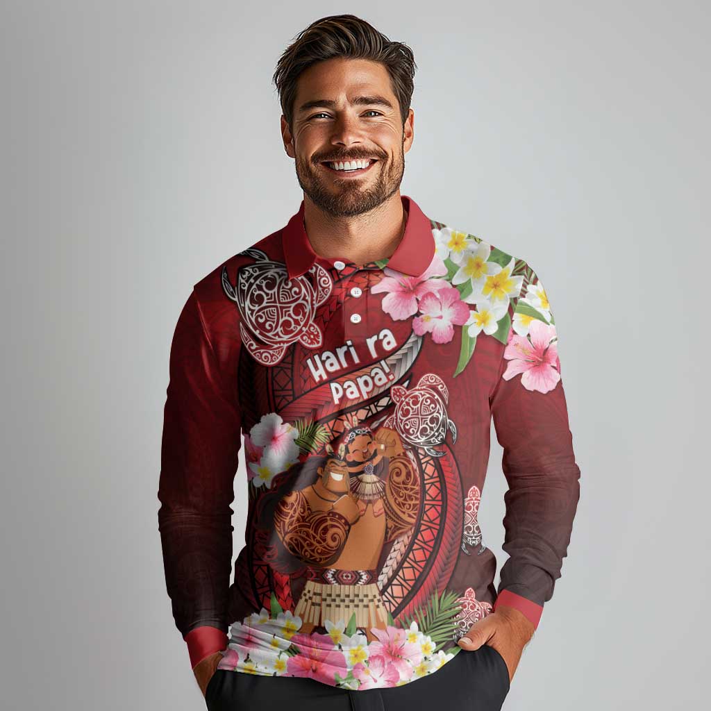 Personalised New Zealand Father's Day Long Sleeve Polo Shirt Happy Father And Child