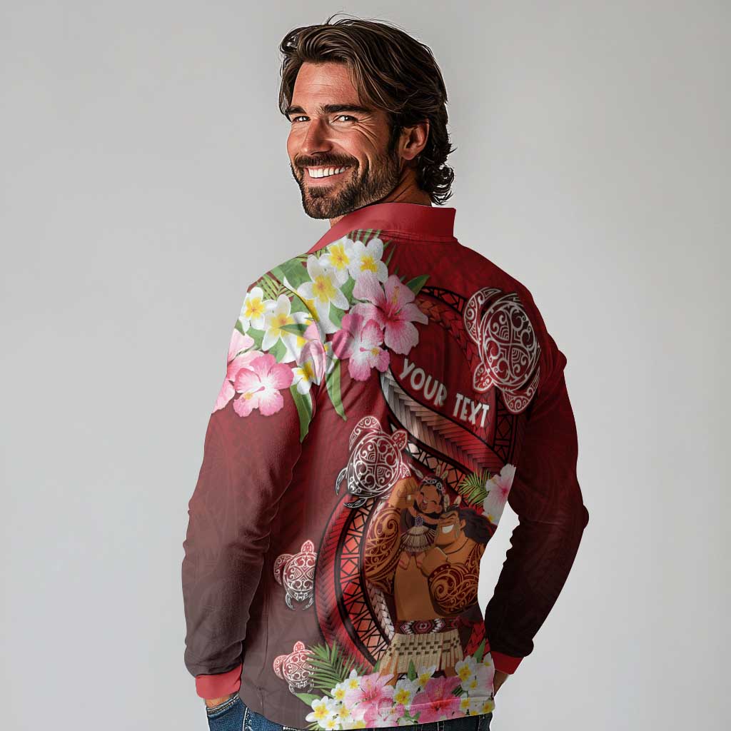 Personalised New Zealand Father's Day Long Sleeve Polo Shirt Happy Father And Child