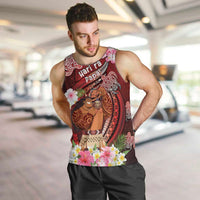 Personalised New Zealand Father's Day Men Tank Top Happy Father And Child DT04 Red - Polynesian Pride
