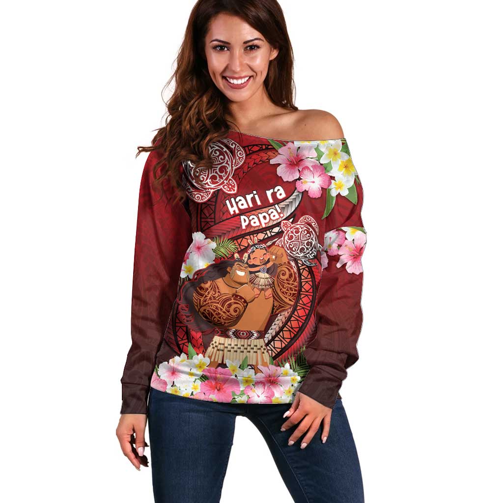 Personalised New Zealand Father's Day Off Shoulder Sweater Happy Father And Child