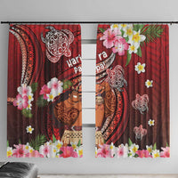 New Zealand Father's Day Window Curtain Happy Father And Child DT04 With Hooks Red - Polynesian Pride