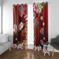New Zealand Father's Day Window Curtain Happy Father And Child DT04 With Grommets Red - Polynesian Pride