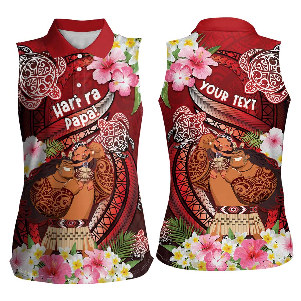 Personalised New Zealand Father's Day Women Sleeveless Polo Shirt Happy Father And Child