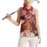 Personalised New Zealand Father's Day Women Sleeveless Polo Shirt Happy Father And Child