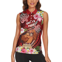 Personalised New Zealand Father's Day Women Sleeveless Polo Shirt Happy Father And Child