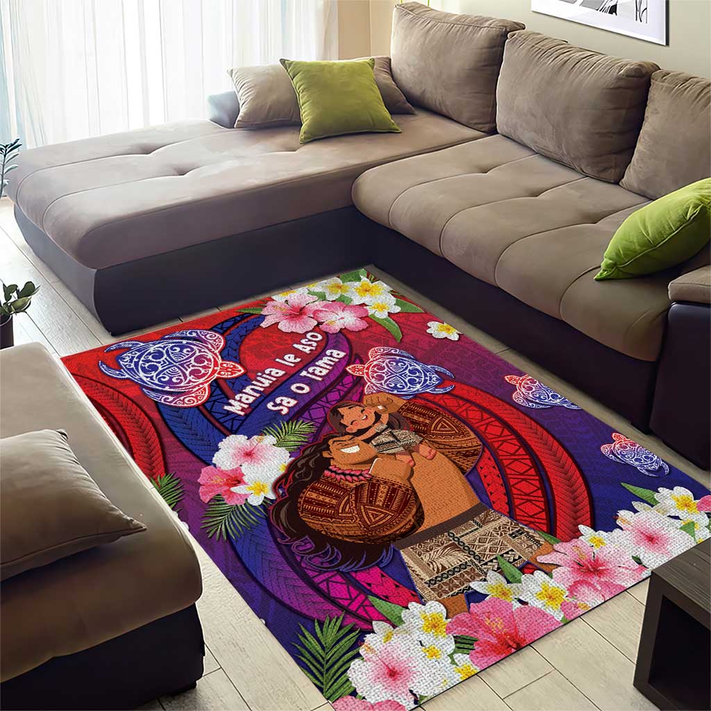 Samoa Father's Day Area Rug Happy Father And Child