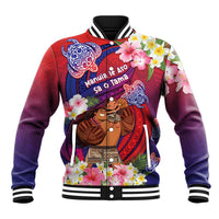 Personalised Samoa Father's Day Baseball Jacket Happy Father And Child DT04 Unisex Red - Polynesian Pride