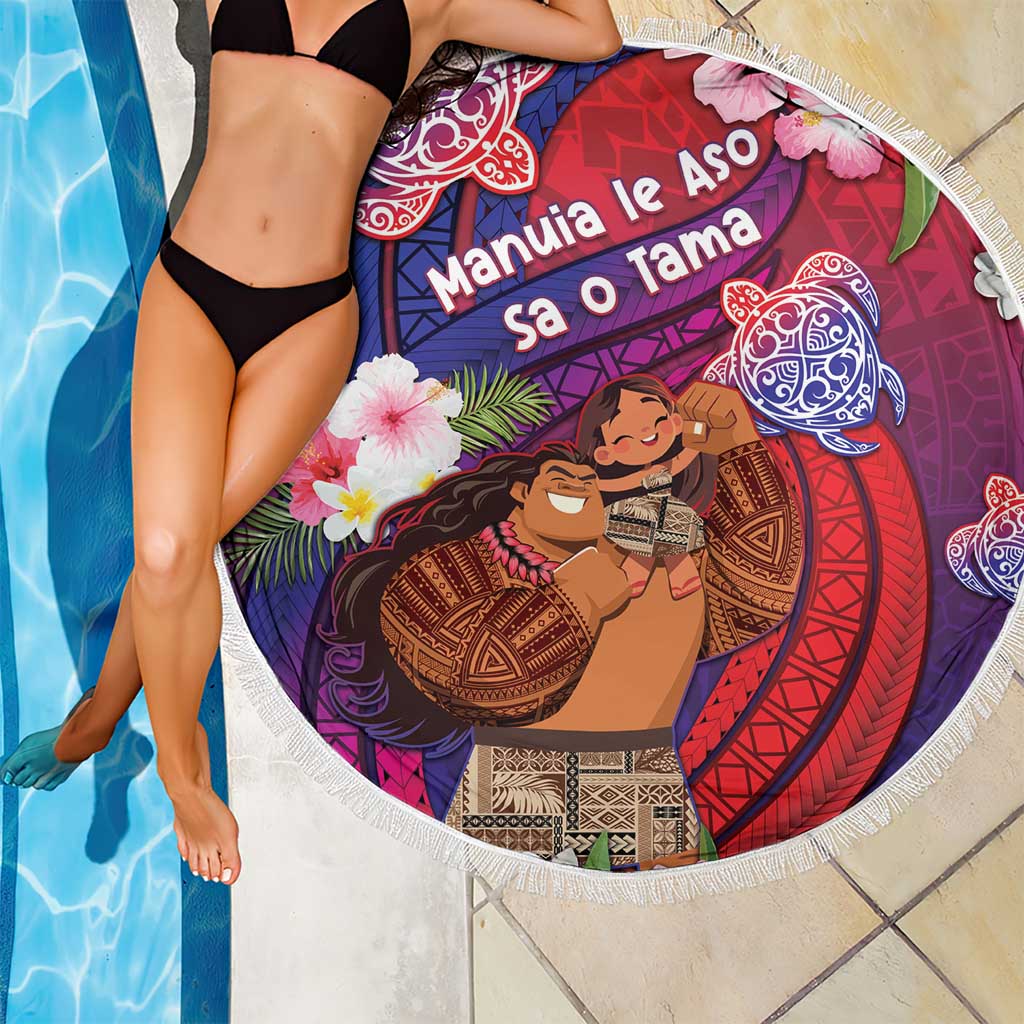 Samoa Father's Day Beach Blanket Happy Father And Child DT04 - Polynesian Pride