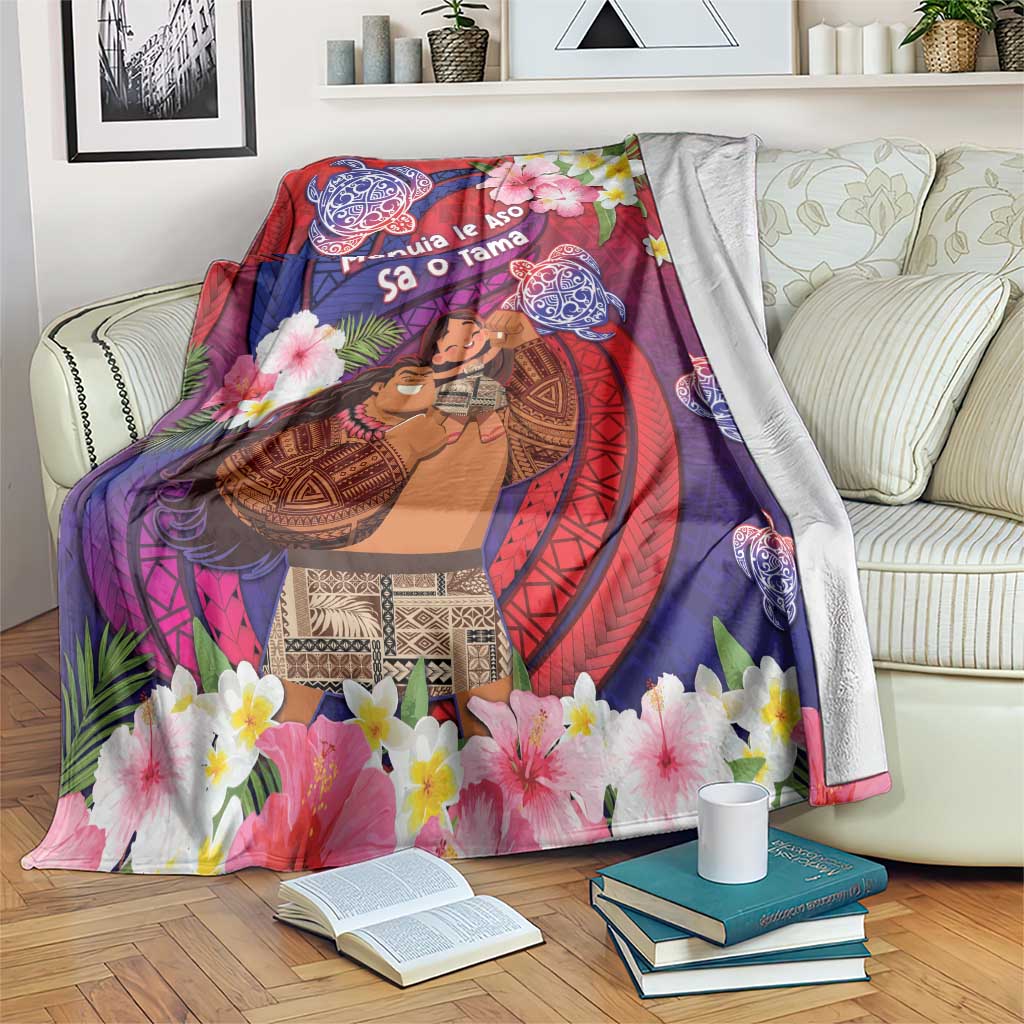 Samoa Father's Day Blanket Happy Father And Child DT04 Red - Polynesian Pride