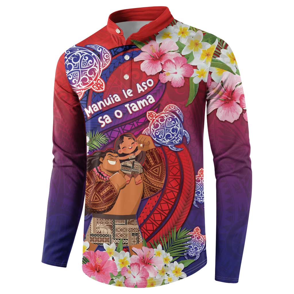 Personalised Samoa Father's Day Button Sweatshirt Happy Father And Child DT04 - Polynesian Pride