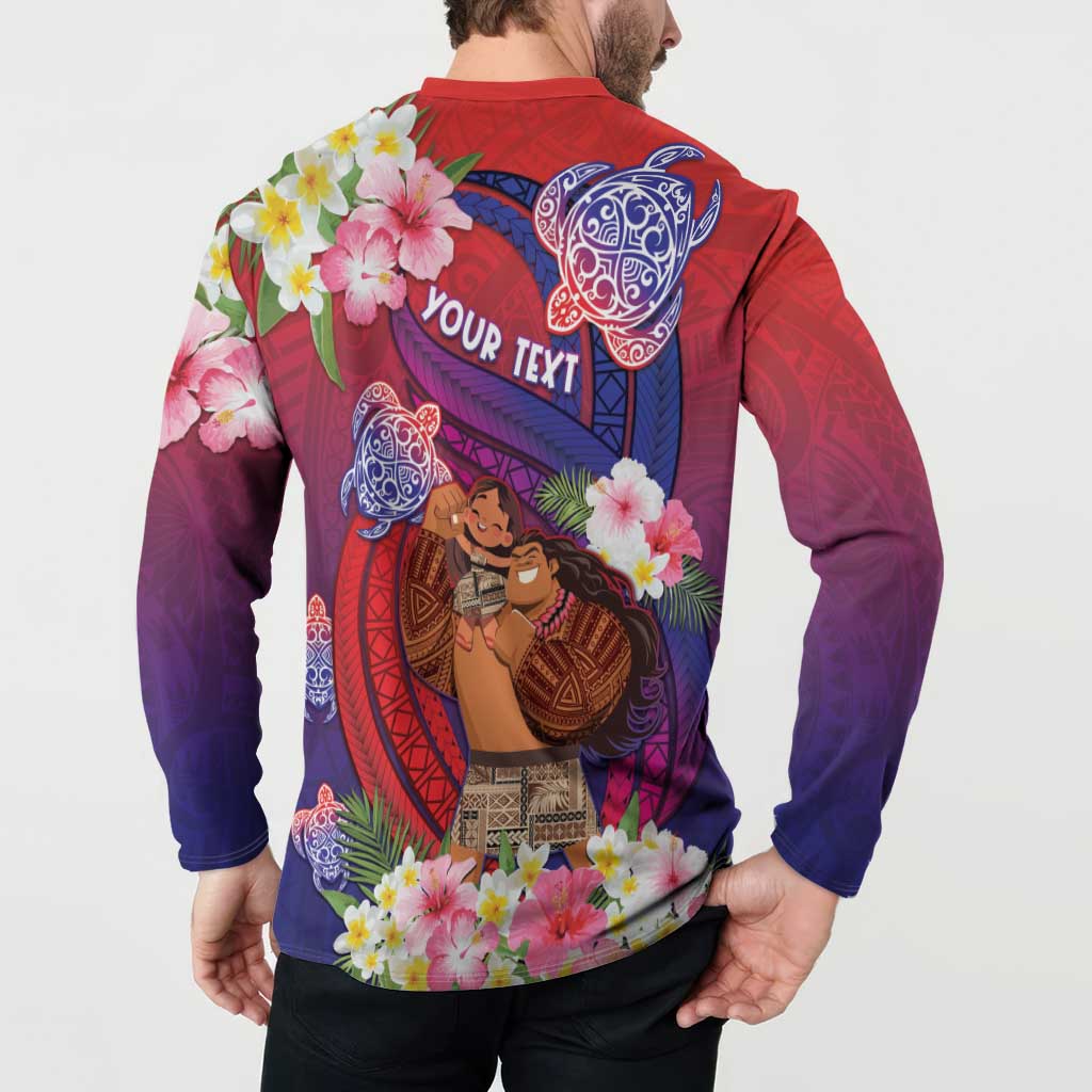 Personalised Samoa Father's Day Button Sweatshirt Happy Father And Child DT04 - Polynesian Pride