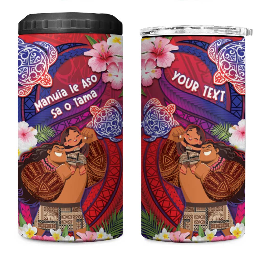 Personalised Samoa Father's Day 4 in 1 Can Cooler Tumbler Happy Father And Child DT04 One Size: 16 oz Red - Polynesian Pride